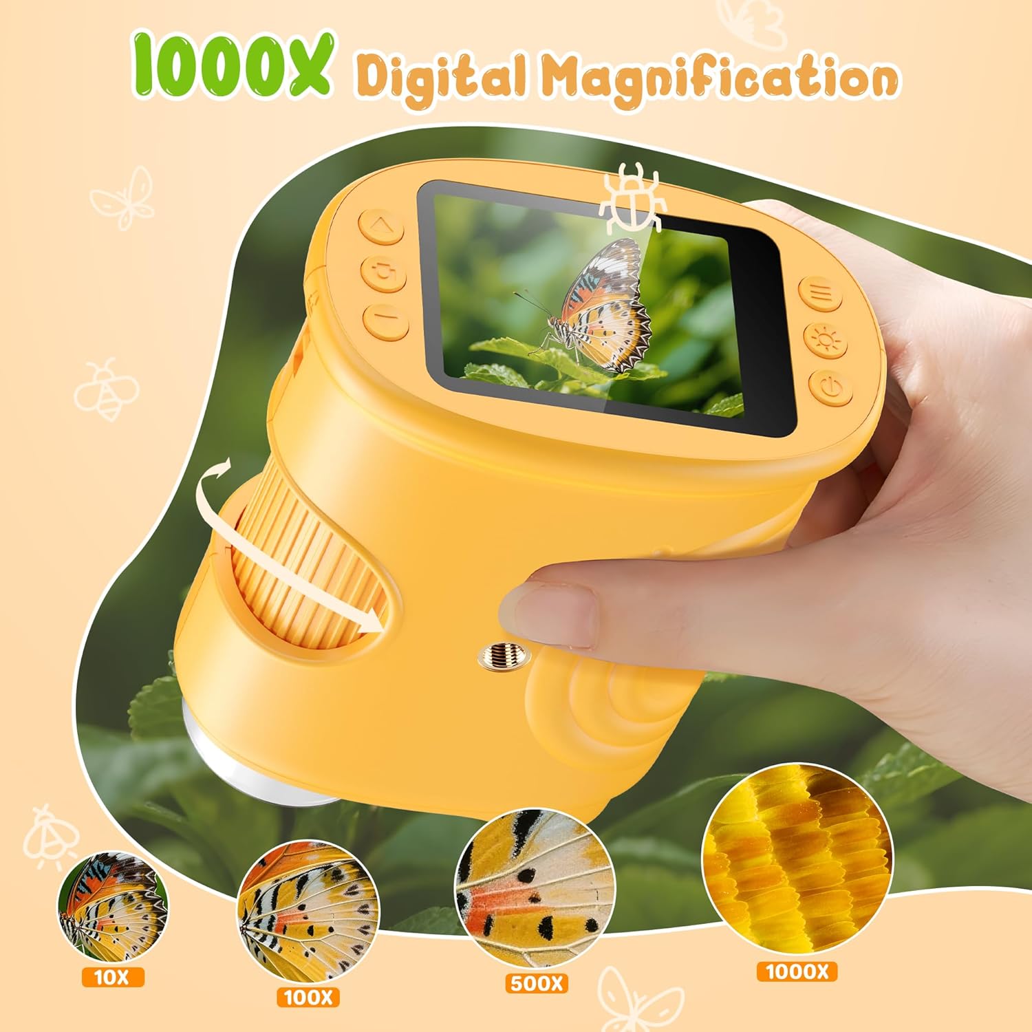 Microscope Kids Science - Microscope numérique portatif 1000X pour enfants,